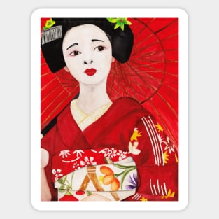 Watercolor - Japanese lady Sticker